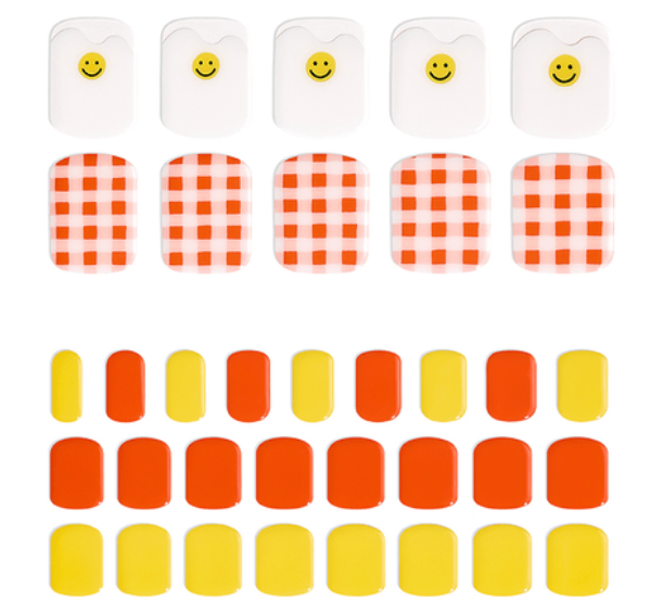 韓國EDGEU 足部美甲凝膠貼指甲貼片 美味微笑格子/彩虹棉花糖/紅日/開心花雲朵