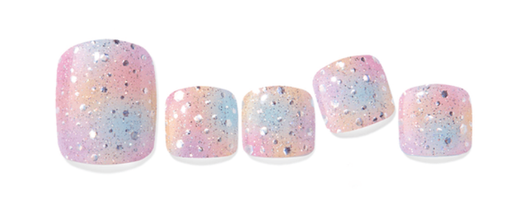 韓國EDGEU 足部美甲凝膠貼指甲貼片 美味微笑格子/彩虹棉花糖/紅日/開心花雲朵