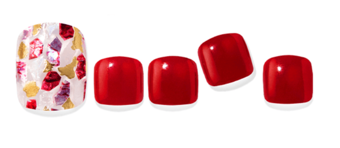 韓國EDGEU 足部美甲凝膠貼指甲貼片 美味微笑格子/彩虹棉花糖/紅日/開心花雲朵