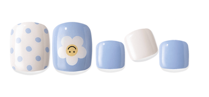 韓國EDGEU 足部美甲凝膠貼指甲貼片 美味微笑格子/彩虹棉花糖/紅日/開心花雲朵