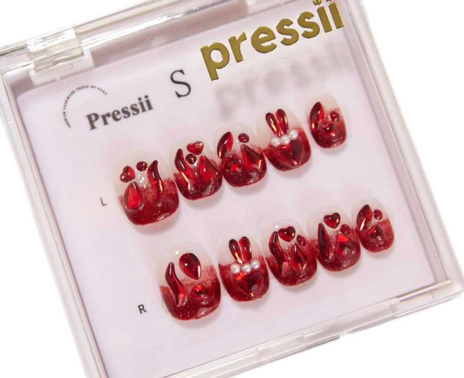 Pressii 手工穿戴甲 L 紅色寶石套裝 55g/盒