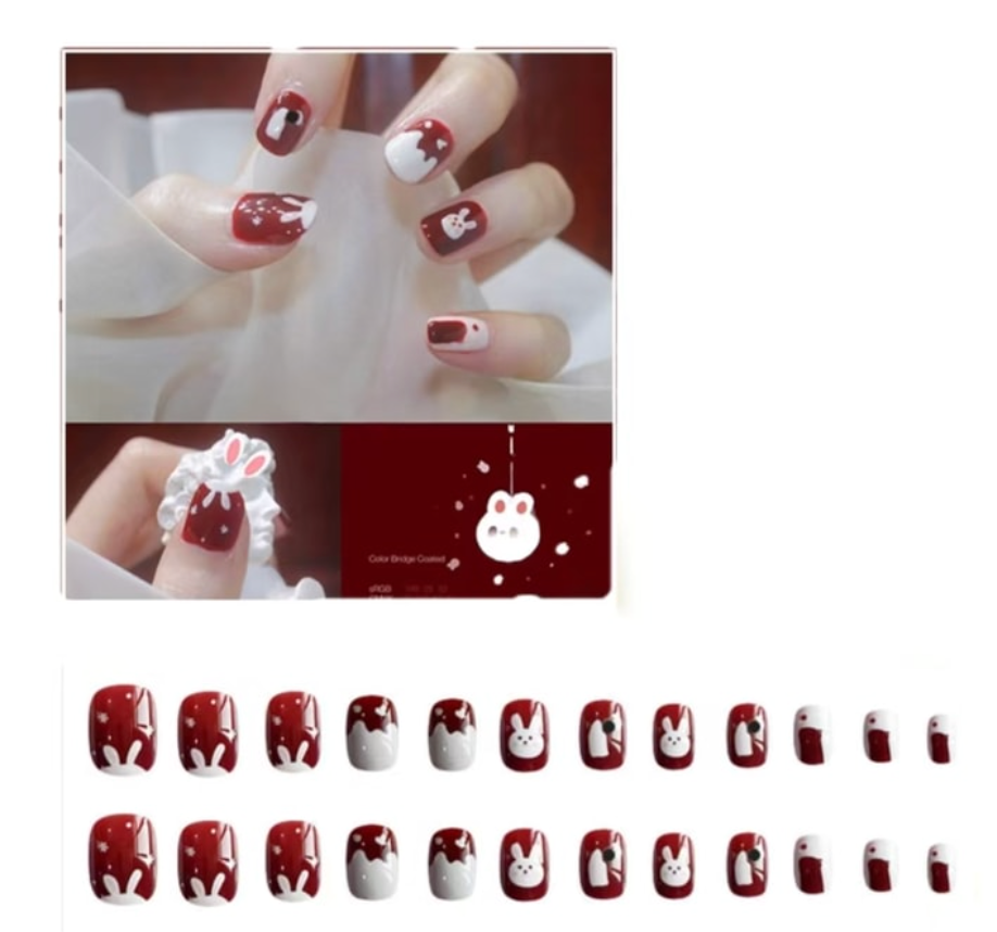 手工穿戴甲 短款甲片美甲貼紙 書翠年華【新年款】