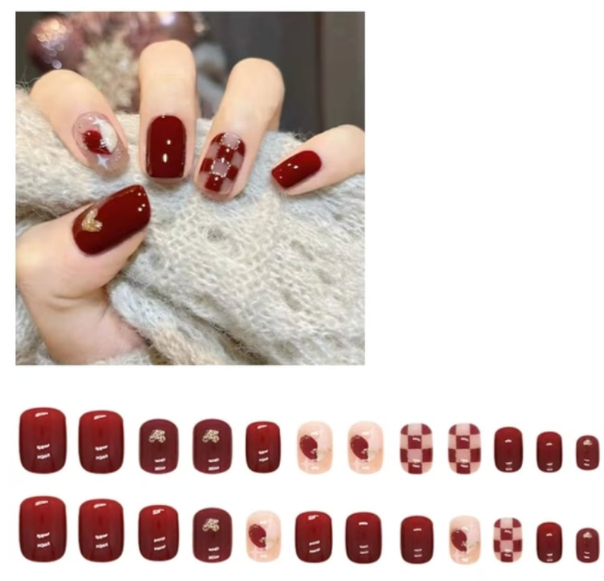 手工穿戴甲 短款甲片美甲貼紙 書翠年華【新年款】