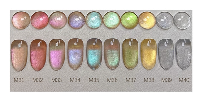 櫻禾nail 【春夏秋冬 M系列】 爆閃貓眼膠指甲油套裝 共40色甲油膠 美甲色膠5g *10瓶套裝 春/夏/秋/冬 四款可選