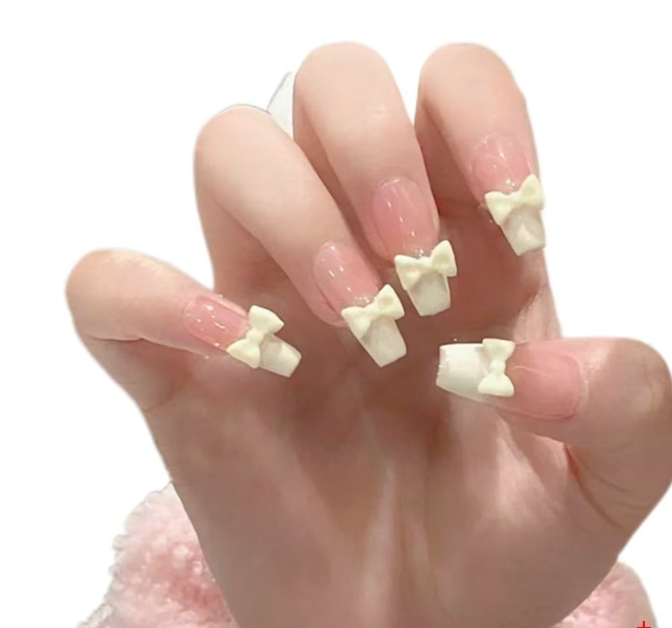 靚荑堂 穿戴甲-奶黃蝴蝶結長送工具包