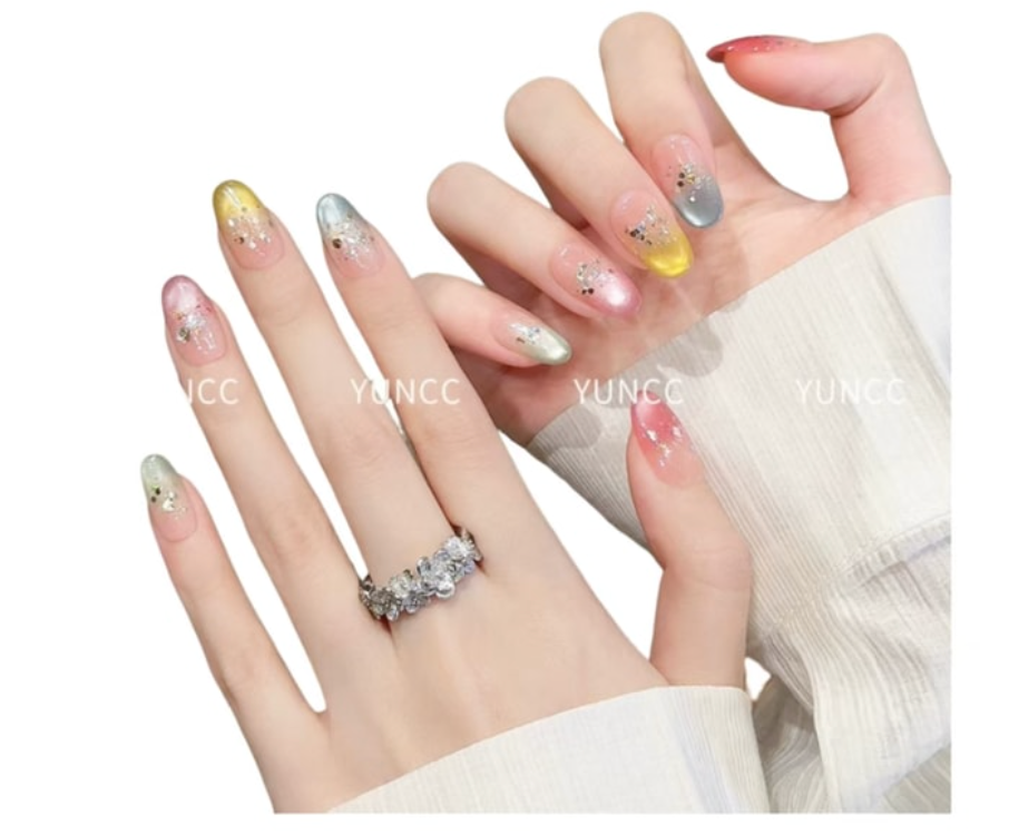 心願先生 短款貓眼絕美甲片美甲穿戴甲人魚極光均碼SML30片*1件