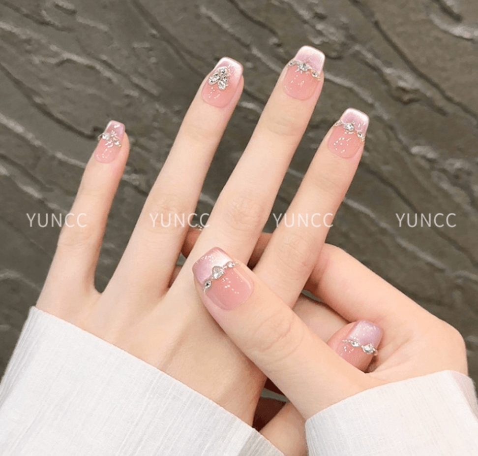 雲皙 純手工美甲高級感成品貓眼短指甲貼片心有所屬S10片*1盒