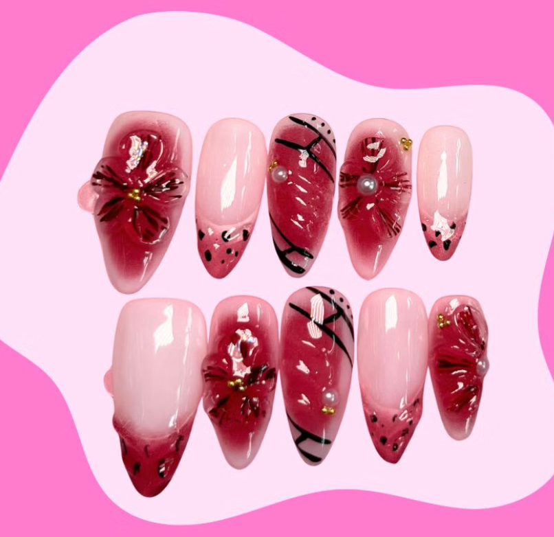 穿戴甲-緋紅綻放 1 份