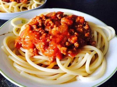 肉醬意粉,薯條