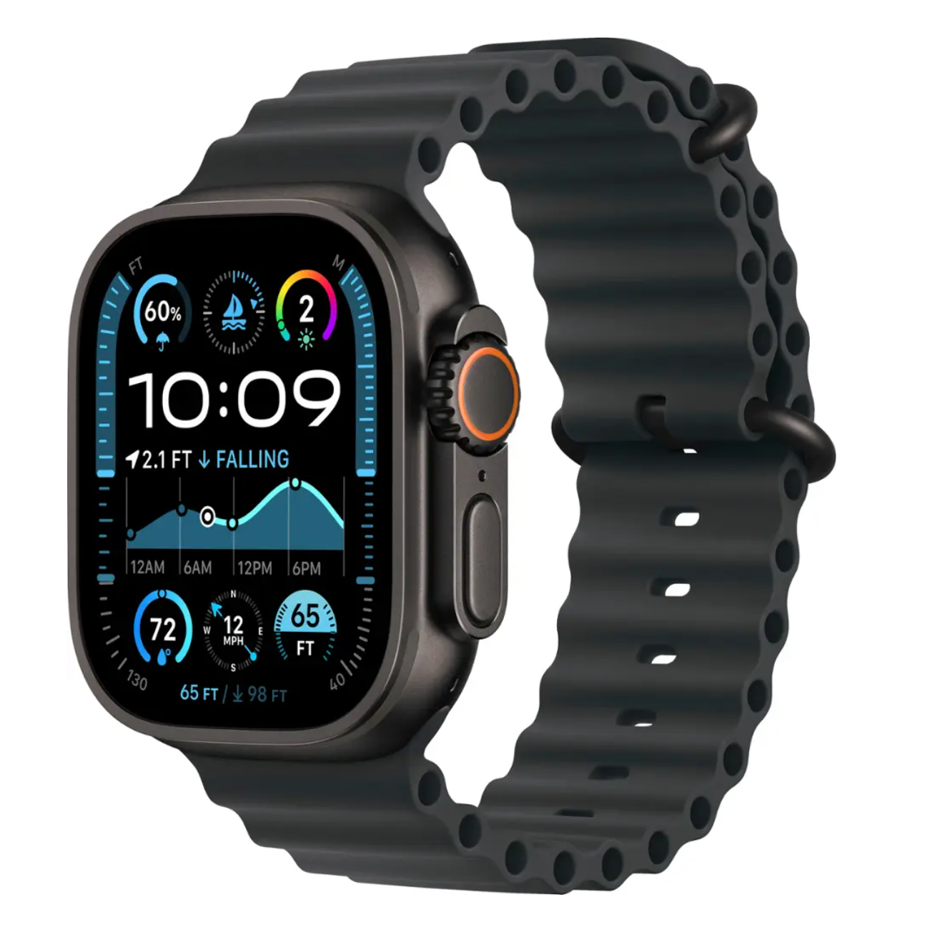 Apple Watch Ultra 2(GPS+蜂巢網路)49毫米鈦金屬錶殼搭配黑色海洋藍錶帶