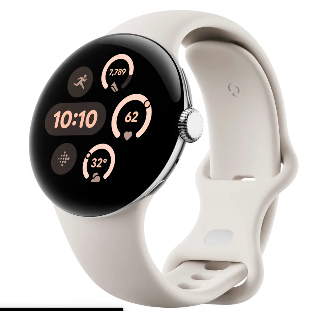 Google - Pixel Watch 3(41毫米)智慧手錶,搭配瓷錶帶 - Wi-Fi - 拋光銀