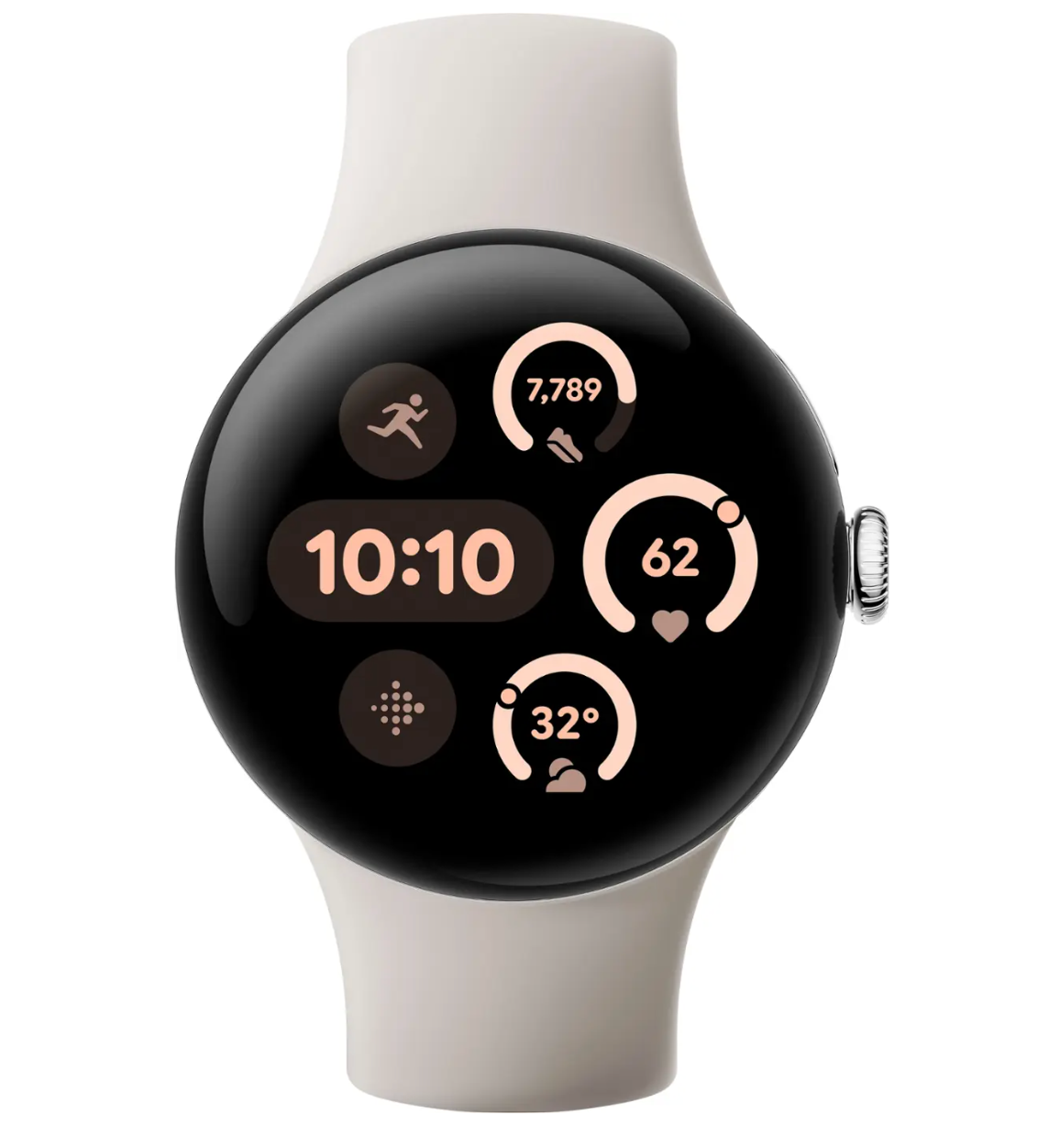 Google - Pixel Watch 3(41毫米)智慧手錶,搭配瓷錶帶 - Wi-Fi - 拋光銀