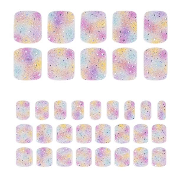 韓國EDGEU 足部美甲凝膠貼指甲貼片 美味微笑格子/彩虹棉花糖/紅日/開心花雲朵