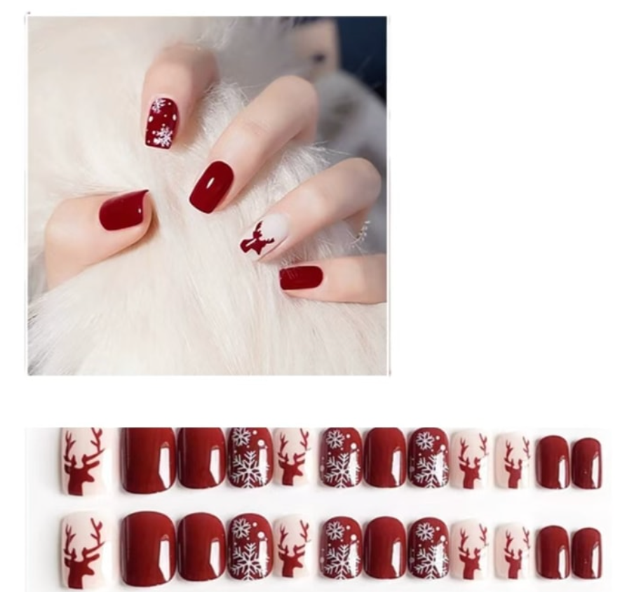 手工穿戴甲 短款甲片美甲貼紙 書翠年華【新年款】