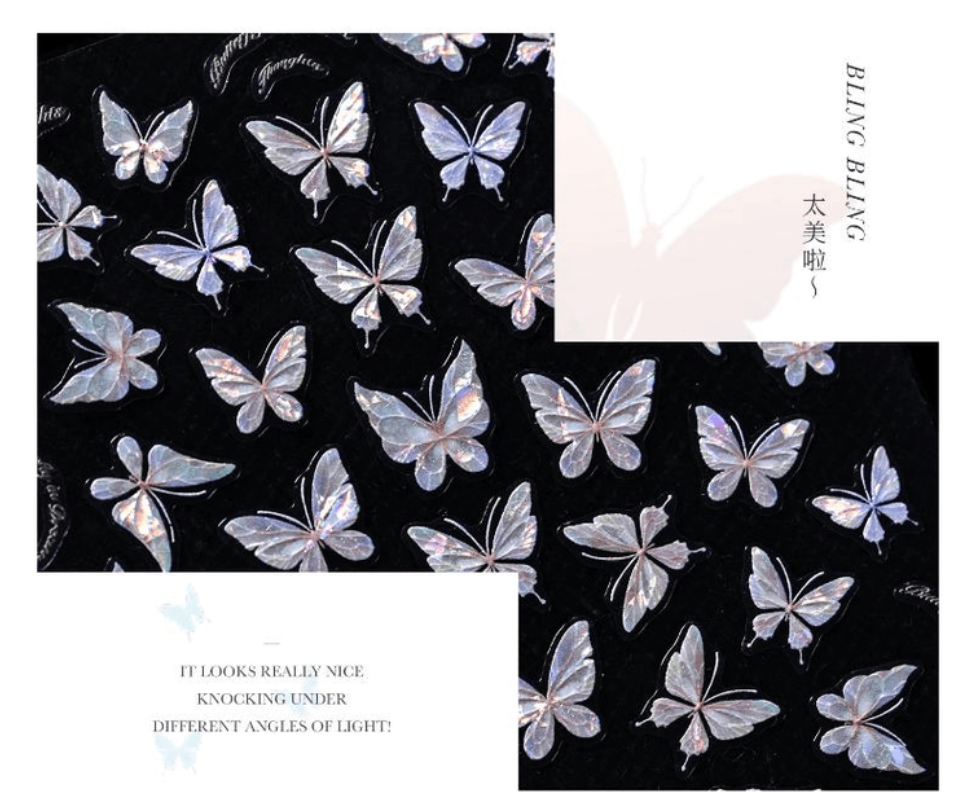 戈雅美甲貼紙浮雕貼紙貝殼光蝴蝶10.4*8.5CM*1袋