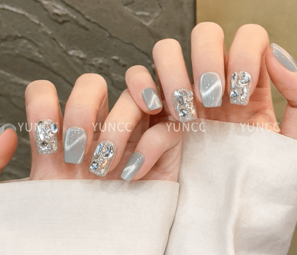 雲皙 純手工美甲高級感成品貓眼短指甲貼片浮光悅影S10片*1盒