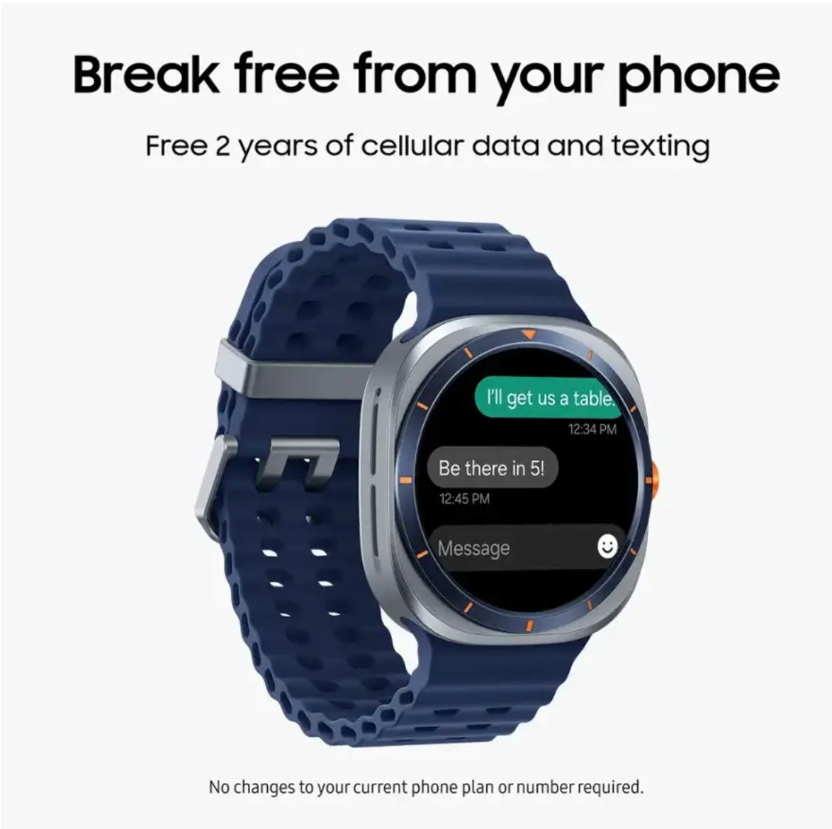 三星 - Galaxy Watch Ultra Titanium 智慧手錶 47 毫米 LTE - 包含 2 年免費數據和簡訊 - 鈦藍